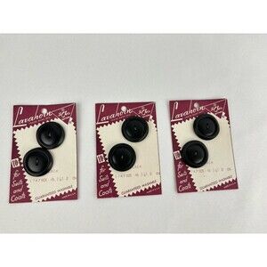 Pair of Vintage NOS Black "Lavahorn by Le Chic" Buttons 1 1/8"  - Lot Of 3 - New